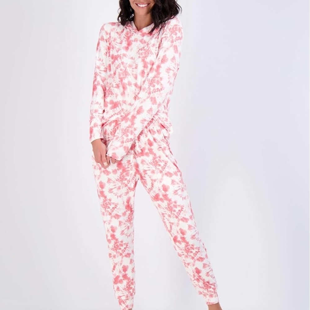 Pink Tie-Dye Hooded Lounge Set